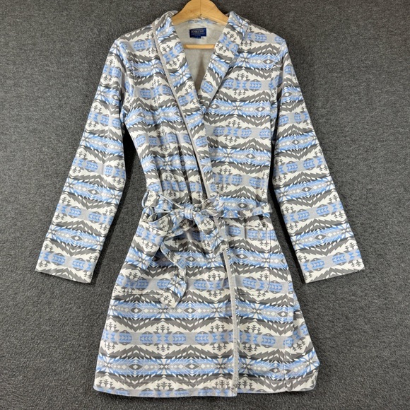 Pendleton Other - PENDLETON Harding Robe Womens Small Blue Grey White Geometric Southwestern Cozy